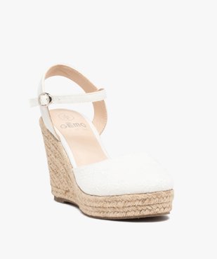 Sandales femme compensées dessus dentelle anglaise vue2 - GEMO(URBAIN) - GEMO