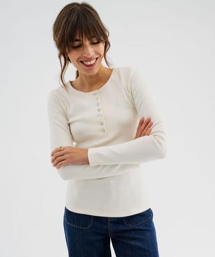 Tee-shirt manches longues avec col boutonné femme - LuluCastagnette vue2 - LULUCASTAGNETTE - GEMO