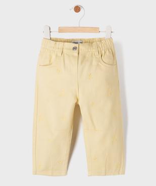 Jean coloré avec motifs brodés bébé fille vue1 - GEMO(BEBE DEBT) - GEMO