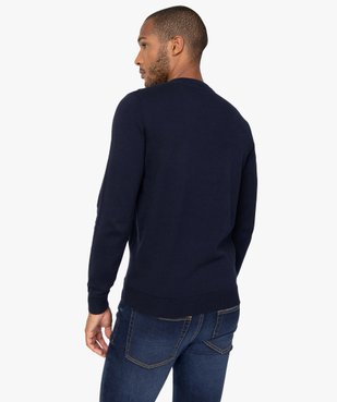 Pull homme à col rond 100% coton biologique vue3 - GEMO C4G HOMME - GEMO