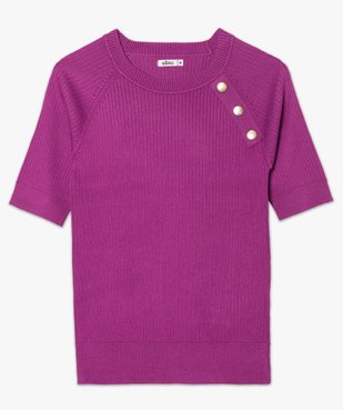 Pull femme à manches courtes en maille côtelée vue4 - GEMO(FEMME PAP) - GEMO