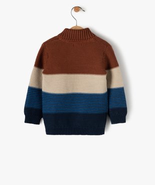 Pull bébé garçon rayé à col châle vue3 - GEMO(BEBE DEBT) - GEMO