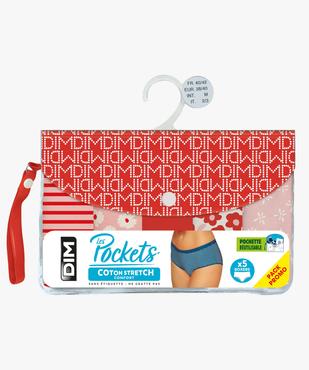 Boxers en coton stretch confort femme (lot de 5) - Les Pockets Dim vue2 - DIM - GEMO