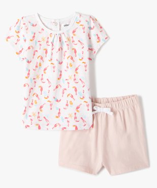 Pyjama bébé fille deux pièces en coton biologique vue1 - GEMO(BEBE DEBT) - GEMO