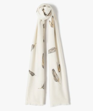 Écharpe femme longue et douce imprimée plumes brillantes vue1 - GEMO (ACCESS) - GEMO