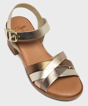 Sandales à talon moyen et larges brides brillantes femme - Tanéo vue5 - TANEO - GEMO