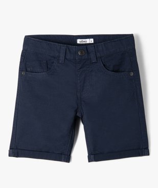 Bermuda garçon en coton twill uni à revers vue1 - GEMO 4G GARCON - GEMO