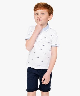 Polo garçon à manches courtes avec petits motifs vue1 - GEMO (ENFANT) - GEMO