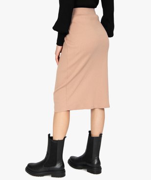 Jupe femme longueur midi coupe droite en maille côtelée vue3 - GEMO(FEMME PAP) - GEMO