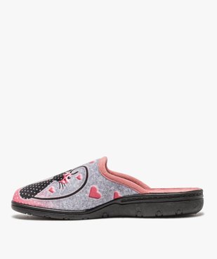 Chaussons femme mules en velours imprimées chats vue3 - GEMO(HOMWR FEM) - GEMO