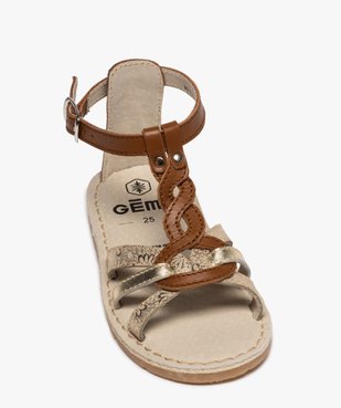 Sandales fille en cuir à fines brides fermeture cheville vue5 - GEMO (ENFANT) - GEMO