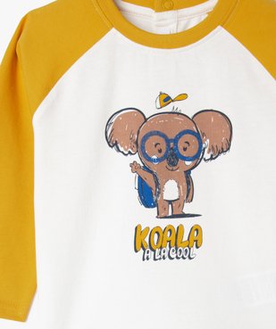 Tee-shirt bicolore avec motif animal bébé garçon vue2 - GEMO(BEBE DEBT) - GEMO
