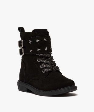 Boots fille zippés en suédine unie avec étoiles métallisées vue3 - GEMO (ENFANT) - GEMO