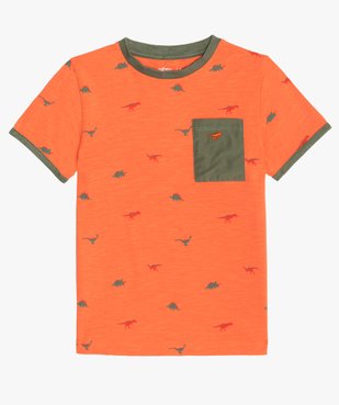 Tee-shirt garçon avec motifs dinosaures et finitions contrastantes vue1 - GEMO (ENFANT) - GEMO