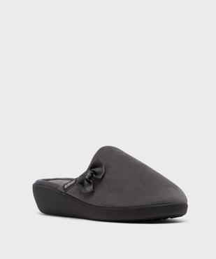 Chaussons mules en velours à talon compensé femme - Isotoner vue2 - ISOTONER - GEMO