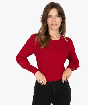 Pull femme avec manches bouffantes et boutons fantaisie vue2 - GEMO(FEMME PAP) - GEMO