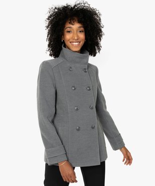 Manteau court femme avec double rangée de boutons vue1 - Nikesneakers(FEMME PAP) - Nikesneakers