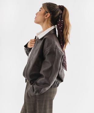 Blouson court coupe large en cuir imitation femme vue3 - GEMO(FEMME PAP) - GEMO