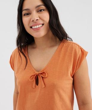 Chemise de nuit manches courtes à col V lacé femme vue2 - GEMO(HOMWR FEM) - GEMO