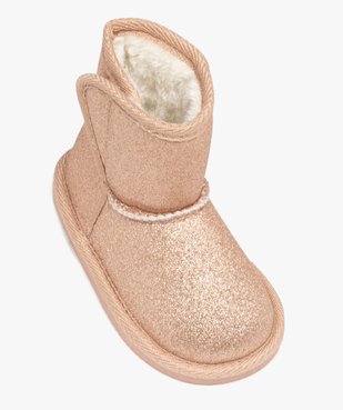 Boots fourrées bébé fille à paillettes et à scratch  vue5 - GEMO(BEBE DEBT) - GEMO