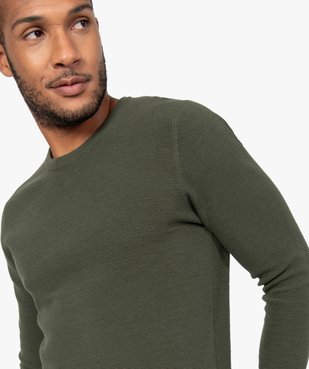 Pull homme à col rond en maille fantaisie vue2 - GEMO (HOMME) - GEMO