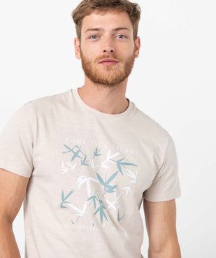 Tee-shirt homme avec motif feuillage vue2 - GEMO (HOMME) - GEMO