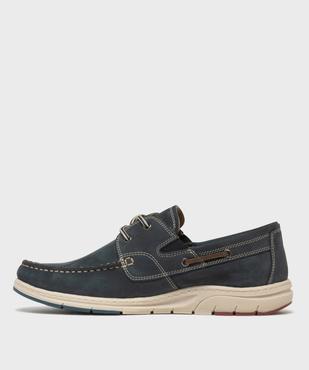 Chaussures bateau dessus cuir homme - Tanéo vue3 - TANEO GEMO FOR GOOD - GEMO