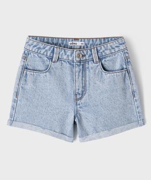 Short en jean à revers avec taille ajustable fille vue1 - GEMO (ENFANT) - GEMO