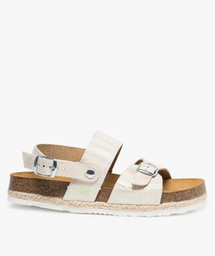 Sandales fille en cuir brillant fermeture à boucle vue1 - GEMO (ENFANT) - GEMO