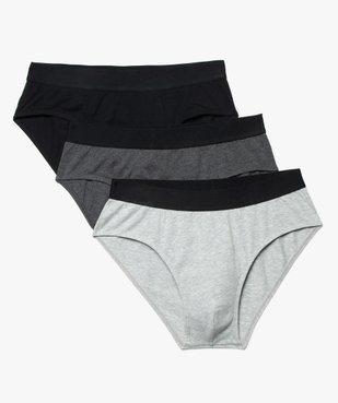 Slip homme en coton stretch uni à ceinture élastique (lot de 3) vue1 - GEMO 4G HOMME - GEMO