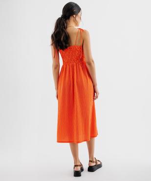 Robe midi à fines bretelles en tissu texturé femme vue3 - GEMO 4G FEMME - GEMO