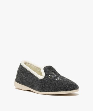 Chaussons femme style slippers en feutrine brodée vue2 - GEMO(HOMWR FEM) - GEMO
