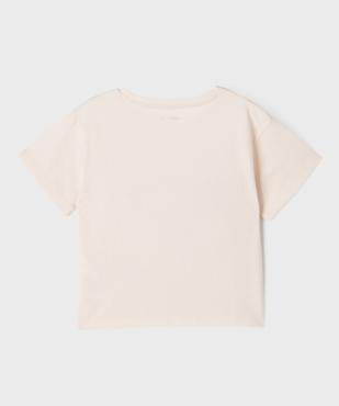 Tee-shirt manches courtes coupe oversize avec broderies fille vue4 - GEMO (ENFANT) - GEMO