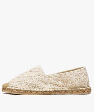 Espadrilles femme en toile brodée ton sur ton vue3 - GEMO (PLAGE) - GEMO