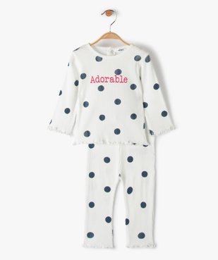 Pyjama bébé fille 2 pièces en maille côtelée vue1 - GEMO(BB COUCHE) - GEMO