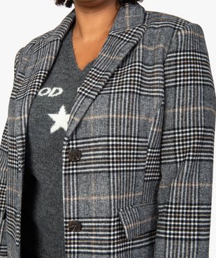 Manteau femme mi-long à carreaux vue2 - GEMO (G TAILLE) - GEMO