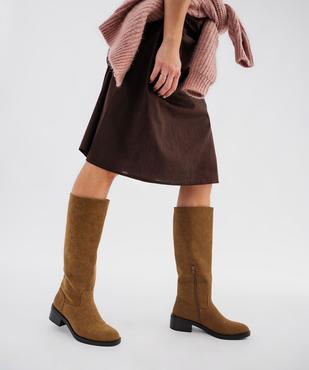 Bottes en suédine à petit talon femme vue2 - FOLLOW ME - GEMO