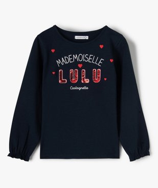 Tee-shirt fille avec motif et sequins brodés – Lulu Castagnette vue1 - LULUCASTAGNETTE - GEMO
