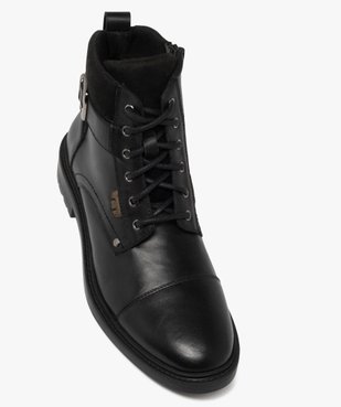 Boots homme casual dessus en cuir et à bout droit style Balmoral vue6 - URBAN STEPS - GEMO