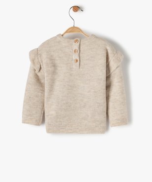 Pull bébé fille avec motifs fleurs brodés et volant aux épaules vue3 - GEMO(BEBE DEBT) - GEMO