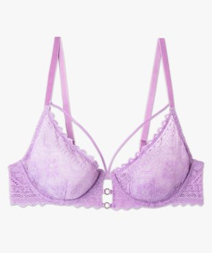 Soutien-gorge corbeille en dentelle fleurie et liens femme vue4 - GEMO(HOMWR FEM) - GEMO