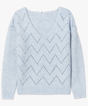 Pull femme en maille fantaisie avec grand col V vue4 - GEMO C4G FEMME - GEMO