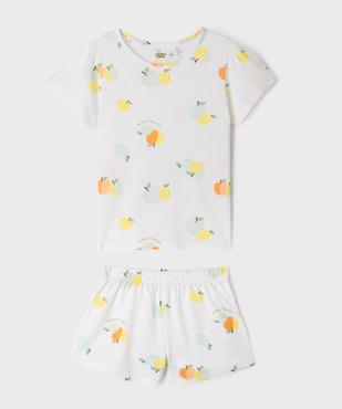 Pyjashort à motifs fruits d’été fille vue1 - GEMO 4G FILLE - GEMO