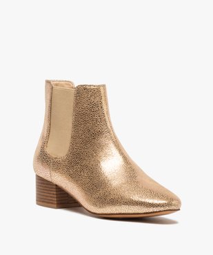 Boots femme unies style chelsea à talon carré vue2 - GEMO (CASUAL) - GEMO