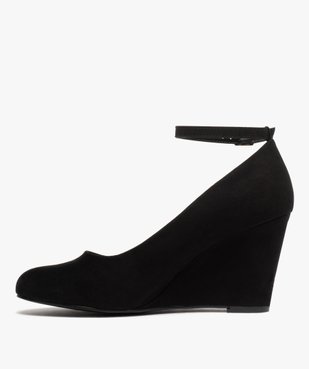 Escarpins femme à talon compensé dessus suédine unie vue3 - GEMO(URBAIN) - GEMO