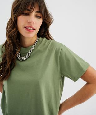 Tee-shirt manches courtes col rond uni en coton femme vue2 - GEMO 4G FEMME - GEMO