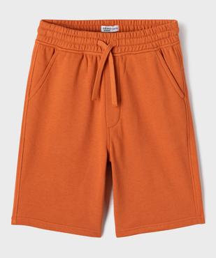 Bermuda uni en maille French Terry avec ceinture ajustable garçon vue1 - GEMO 4G GARCON - GEMO