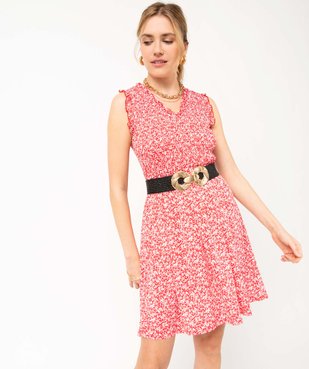 Robe femme en maille fluide à smocks et volants vue1 - GEMO(FEMME PAP) - GEMO