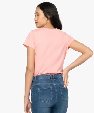 Tee-shirt femme à manches courtes et motif vue3 - GEMO(FEMME PAP) - GEMO