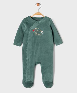 Pyjama en velours ouvert devant inscription dorée bébé vue1 - GEMO 4G BEBE - GEMO